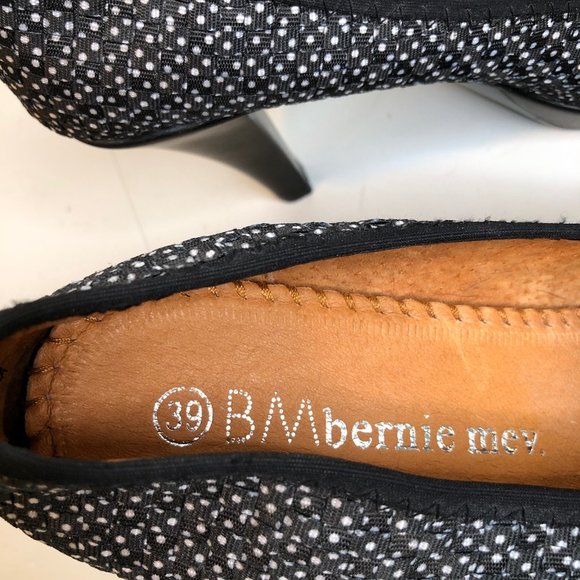 Bernie Mev Legend Classic Pumps High Heels Black White Dot Comfort Fabric 39 - Picture 7 of 7